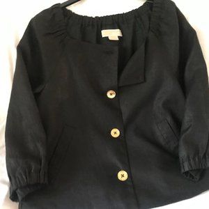 Sale! Michael Kors Black Linen Blazer Jacket Sz 14